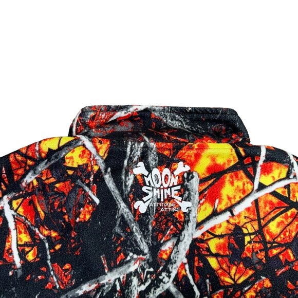 Moonshine Attitude Attire Fleece Mens Medium Red Black 1/4 Zip Wildfire Camo M - Picture 4 of 10